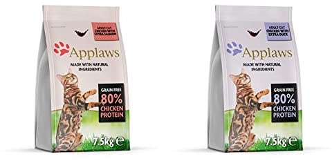 Applaws Katze Trockenfutter Adult, Huhn mit Extra Lachs, 1er Pack (1 x 7.5 kg), 7.5 kg (1er Pack) & Complete Dry Food, Adult Cat, Grain Free Chicken with Extra Duck, 7.5kg (Pack of 1)