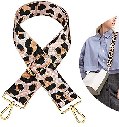 Correa de hombro para bolsos, ancho 3,8 cm, correa de leopardo, ajustable de 78 a 139 cm, correa de transporte, correa de hombro con mosquetón para bolsas de hombro, bolsas de transporte, bolso de