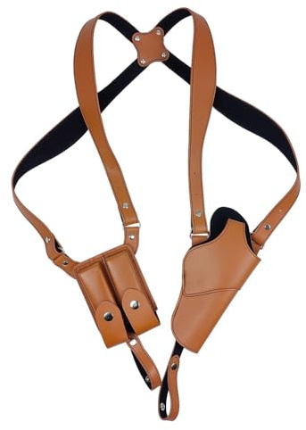 DONGKER Holster D'épaule,Etui Vertical en Cuir Dissimulé pour Pistolet Réglable avec Double Pochette pour 1911 92 96 48 45 43 19 Z92 et Autres Pistolets
