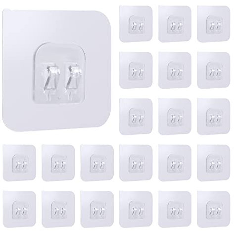Vesaneae 32 Pezzi Ganci Adesivi Trasparenti,Ganci Adesivi Bagno In Plastica Riutilizzabili, Impermeabili 10 Kg (massimo) Ganci Multifunzione Universali Per Incollare Su Pareti In Bagno, Cucina
