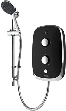 Aqualisa Emotion Electric Shower, Digital Display, 10.5kw, Midnight Black | Instant On-Demand Shower, Easy Dial Controls, Over Temperature Protection, 105mm 3-Spray Handset, 2 Year Guarantee