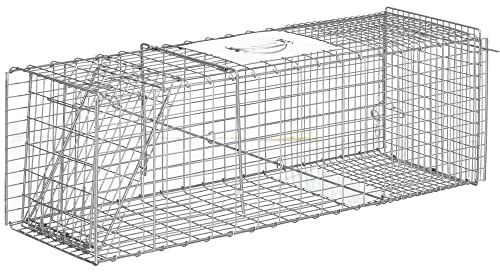 Outsunny piège Pliable pour Animaux Vivants 93x31x34,5 cm Cage en Fil métallique avec Porte et poignée pour Lapins Chats Rats rongeurs argenté
