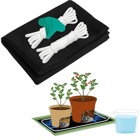 ORIMERC 101 x 127cm Pflanze Bewässerungsmatte & 18m Selbstbewässerungsdocht für Samenstart Sämling Urlaub automatische Bewässerung Gewächshaus hydroponisches kapillar Dochtseil Mattierung Topfboden