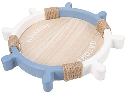 COLLBATH Nautical rudder shaped wooden tray breakfast tray for parties for snacks and drinks rustic bread serving plate
