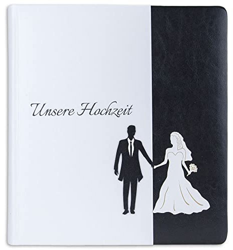 Traditionelles Hochzeits Fotoalbum 28x31 cm, 80 Seiten zum Selbstgestalten, Hochzeitsalbum, Fotobuch zum Einkleben