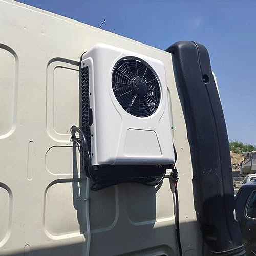 PRUJOY 12/24v Conversion de fréquence électrique Split Sac à Dos climatiseur RV Chariot élévateur Pelle Parking climatiseur, télécommande (12V)