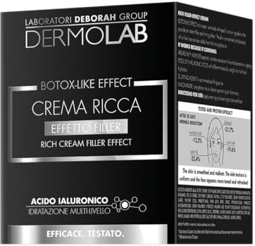 Dermolab - Rik Botox-liknande effekt Filler Effect, Kvinna Anti-rynk Ansiktskräm, med hyaluronsyra och vitamin B3, för mer tonad och fräsch hud, 50 ml