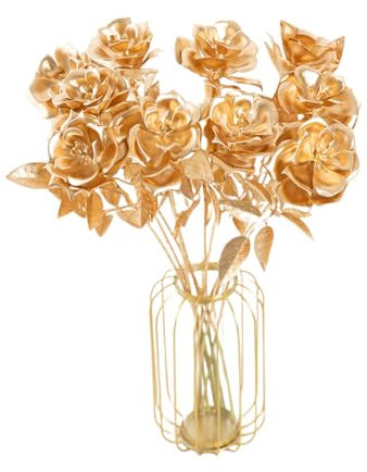 XIZHI Künstliche goldene Rosen, 50,8 cm für Heimwerker, Zuhause, Party und Hochzeit, Blumenstrauß-Dekoration (Rosen)