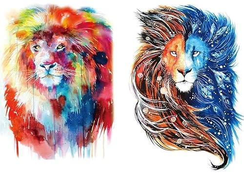 2 Blätter Temporäre Löwen Tattoos Arm Tattoo Wasserfarben Tattoo Tier Tattoo Fake Tattoos KM114 118