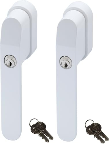ABUS FG400W, abschließbarer Fenstergriff in weiß im Set 2 Stück, alle gleichschließend AL0125 mit Vier Schlüsseln