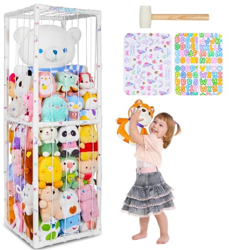 MHJY Kuscheltier Aufbewahrung Extra große Stofftier Aufbewahrung Plüschtier-Halterung Spielzeug Organizer Halter mit Elastischem Band für Kinderzimmer, Badezimmer, Kinderzimmermöbel