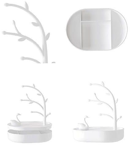 SAFIGLE Schmuck Organizer Ständer Für Ringe Halsketten Und Ohrringe Eleganter Schmuckhalter Weiß Mit Schwan-design Für Frauen Und Mädchen Praktische Aufbewahrungslösung Für