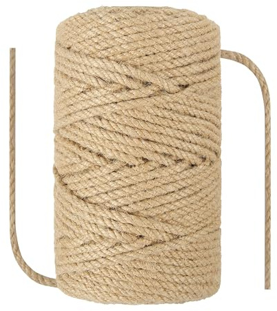 NorthPada 1/4 in (6 mm) X 328 Ft (100 Meters) Natural Sisal Hemp Rope Heavy Duty Thick Twine for Cat Scratcher Post Tree, Garden, Binding, Crafts Packing Material