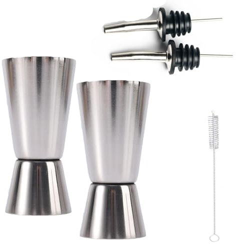 Spirit Measures 25ml 50ml, Stainless Steel Shot Measure, Drink Measures for Spirits Measure, Bar Dual Jigger Drinks Spirit Measure Cup for Bar Party Alcohol Wine Cocktail Drink Shaker Pourers (5pcs