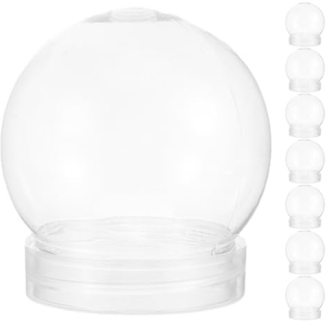 Veemoon 8pcs Snow Globe Craft Diy Decorative Globes PET Clear Water Globe Empty Snow Screw Off Caps Globes Decoration Making Props