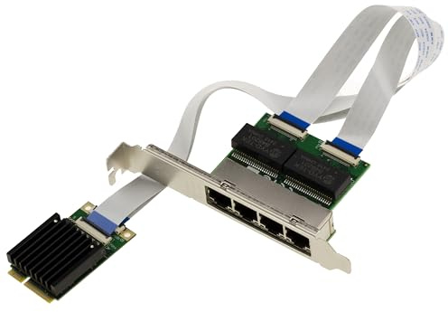 KALEA-INFORMATIQUE Tarjeta controladora de Red Mini PCIe Quad Gigabit LAN Ethernet RJ45 10/100/1000 de 4 Puertos con chipset Intel I350