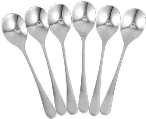 TOPBATHY 6pezzi Cucchiaio Da Minestra in Acciaio Resistente Manico Lungo Cucchiaio Da Cucina Spesso Per Sala Da Pranzo Caffè e Dessert