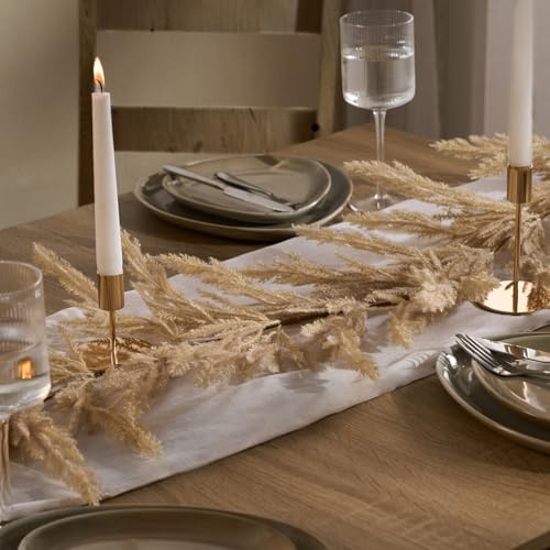 OHS Natural Dried Pampas Grass Bouquet, Artificial Plants Decorative Pampas Grass Garland for Home Decor Wedding & Table Runner Dried Flowers for Floral Arrangements Decorations, 180cm