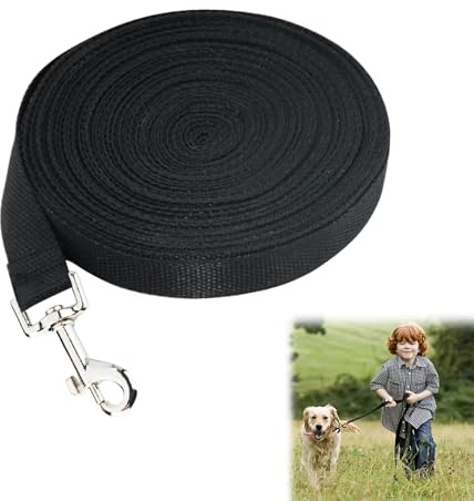 Noaxylic Schleppleine für Hunde, 10m Schleppleine Stark & Robust, Hundeleine mit Handschlaufe und Metall Karabiner, Trainingsleine für Kleine Mittlere und Große Hunde (Schwarz)