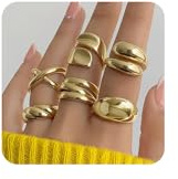 CharmBurst 6-teiliges Goldring-Set, Verstellbare Vorsteckringe, Wasserfeste Ringe, Statement Ringe, Verlobungsring, Damen Schmuck