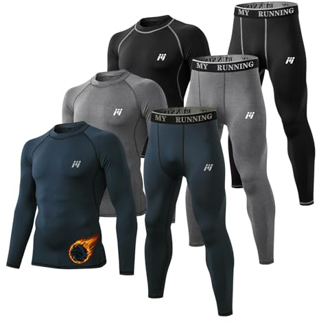 MEETYOO Thermounterwäsche Herren 1/3Pack, Funktionsunterwäsche Skiunterwäsche Winter Thermowäsche Set Thermo Unterwäsche Warm Weich Atmungsaktiv für Männer Sport