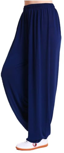Pantalons Tai chi Femme, Respirant Pantalon Kung Fu Qi Gong Homme avec Poches, Pantalons de Arts Martiaux Yoga Entraînement élastique Taille(Size:m,Color:Style - I)