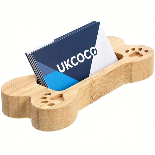 UKCOCO Dog Bone Business Card Holder Cartoon Card Case Creative Office Desk Organizer Compact Box 5.87X2.56X0.79In Container