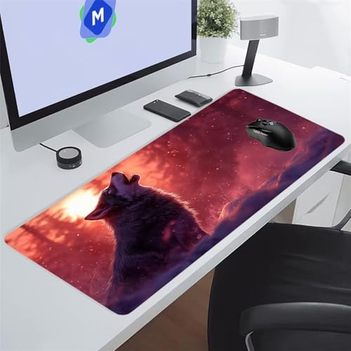 Tappetino Mouse XXL Gaming 1200x600x3 mm Animale Lupo Tappetino per Mouse Grande Cuscinetto per Tastiera Grande da Scrivania Gaming Mousepad Lavabile per Ufficio e casa