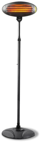 Avilia – Riscaldatore da Patio Verticale con 3 Livelli di Riscaldamento, Altezza Regolabile 130–200 cm, Testa Inclinabile a 45°, Riscaldamento Elettrico a Basso Consumo per Esterni
