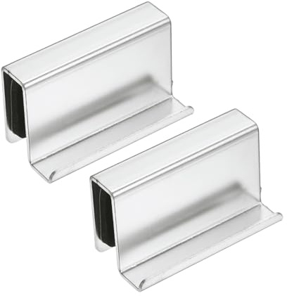 QUARKZMAN 2Pcs Poignée Bordure Verre 1.6 Pouce Poignée Meuble Chrome Nacré | Encastrée, Attaches Porte Vitrine Métalliques, Pour Tiroirs Armoires Vitrines Meubles