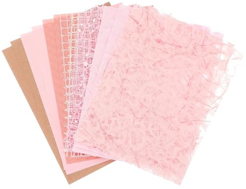 QUARKZMAN 16 Feuilles De Papier Scrapbook Texturé, Ensemble Varié De Papier Spécial Et Tissu Maille Pour Matériaux DIY De Collage, Cartes Et Fournitures De Décoration De Journal Junk, Rose