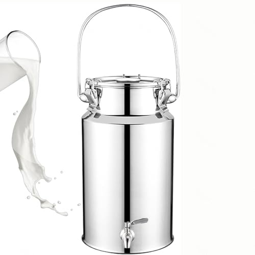 Milk Stainless Steel Bucket 5L,Seal Milk Storage Can Pot Bucket Canister with Silicone Seal Lid Transport Jug/with Tap,Capacity-5L