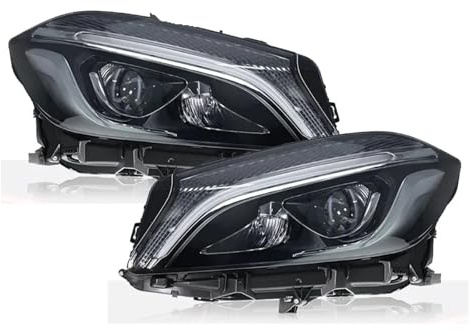 Chwqfuhf Proiettore Fanale Anteriore Per Benz W176 Classe A 2013-2018 Fari Anteriori Plug And Play Con Luci Diurne DRL Fari Anteriori A LED Completi 1 Coppia Gruppi Ottici A LED(Original Halogen)