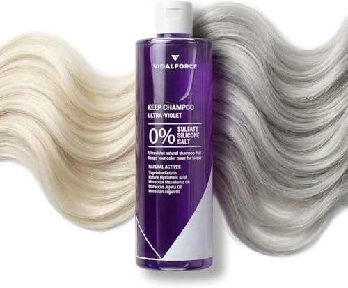 KEEP Champú Violeta Natural I Sin Sulfatos, Sin Siliconas, Sin Sal I Neutraliza Tonos Amarillos en Rubio, Blanco, Gris y Mechas I Con Ácido Hialurónico, Keratina Vegetal y Aceites Naturales XXL 400 ml