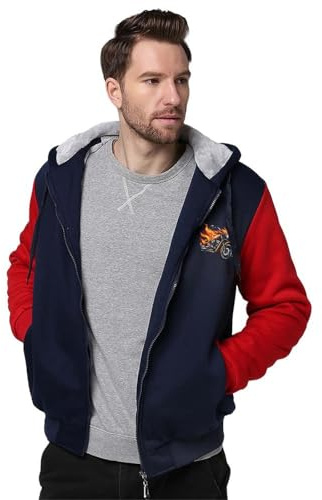 Motorbike Flames Motorcycle Men's Hoodie Full-Zip Hooded Sweatshirt Fleece Jacket Coat Winter Warm Clothing