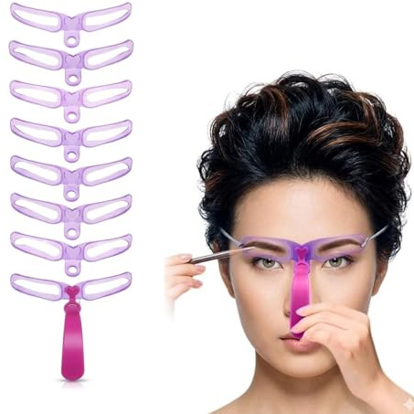 8 PCS Pochoir Sourcils Réutilisable,Kit DIY Maquillage Sourcils avec Tampon | Kit DIY Complet,Matériau Écologique et Durable,Compact et épousant parfaitement le visage,Idéal pour les Débutants