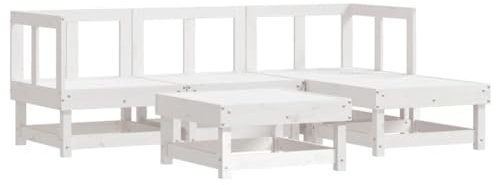 pokgdf Set da giardino robusto per terrazza in legno di pino con design modulare e effetto stecche, 5 pezzi