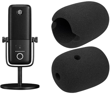 SOULWIT 2Pcs Microphones Pop Filter for Elgato Wave:3(Wave3), Protective Mic Cover, Replacement Windscreen Foam - Black
