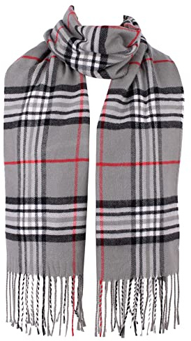 Hat To Socks Classic Unisex Plaid Winter Scarf - Super Soft Warm Tartan Check Wrap for Men and Women (Grey)