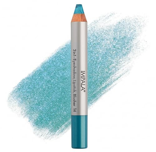 Impala 3-in-1 Jumbo Stift | Lidschatten, Lippenstift und Rouge | Geschmeidige Textur und Lange Lebensdauer | Intensive Farben | Farbe 14 Türkis