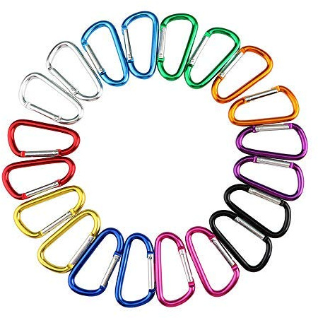 QitinDasen 20 st premium 5 cm aluminiumkarbinhake, multifunktionell mini nyckelhållare, karbinhake, automatiskt lås, kroklås, fjäderlås (inte för klättring!)
