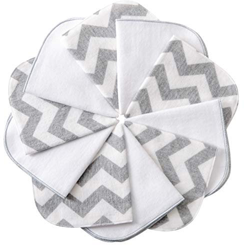 mimaDu - 10er Set Molton Waschlappen Baby Baumwolle Oeko-TEX 25x25cm - Kleine Babywaschlappen wiederverwendbar - Mini Flanellwaschlappen für Junge & Mädchen - Weiche Baumwolltücher waschbar grau/weiß