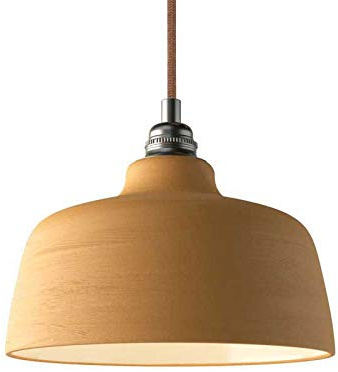 creative cables - Lampada a Sospensione Made in Italy Completa di Cavo Tessile, Paralume Coppa in Ceramica e Finiture in Metallo - con Lampadina, Terracotta Striato - Bianco