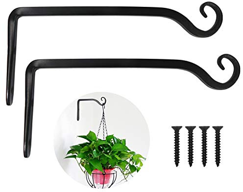 LOOGI Lot de 2 supports muraux en fer pour plantes suspendues - 25 cm - Pour suspendre des plantes, mangeoires à oiseaux, lanternes, carillons à vent