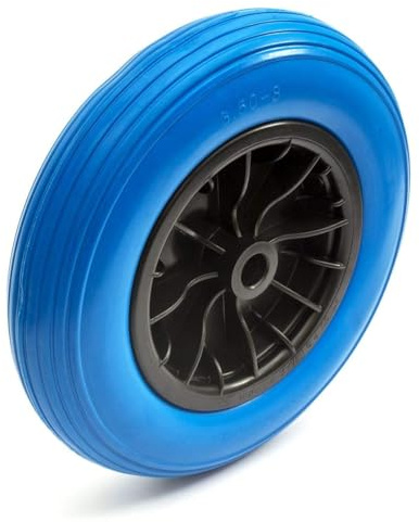 14.5 Inch 3.50-8 PU Puncture Proof Solid Tyre & Wheel 14.5'' PU Wheelbarrow Barrow Blue