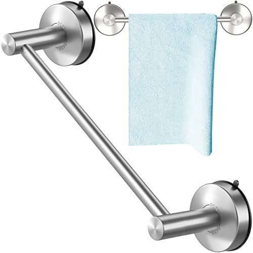 DGYB Barre porte-serviettes à ventouse pour salle de bain 43,2 cm en nickel brossé en acier inoxydable de qualité supérieure - Fixation murale