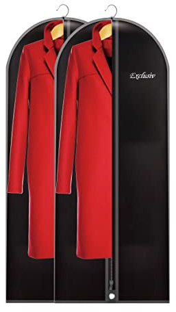 Maishijie in tessuto Oxford traspirante per vestiti, borse per vestiti e vestiti, completo con cerniera lunga, per viaggiare facile da trasportare (Nero（150cm-2pack）)