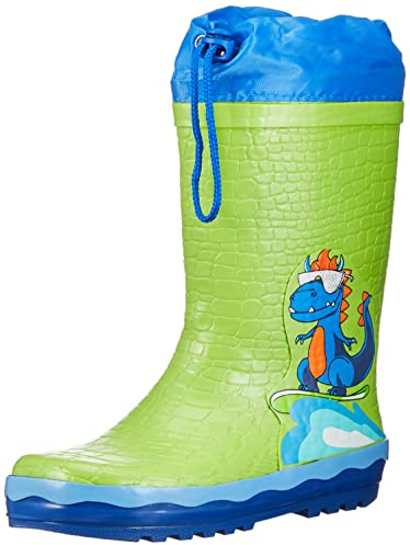 Playshoes Stivali di Gomma Con Coulisse Unisex - Bambini e ragazzi, Dinosauro, 32 EU