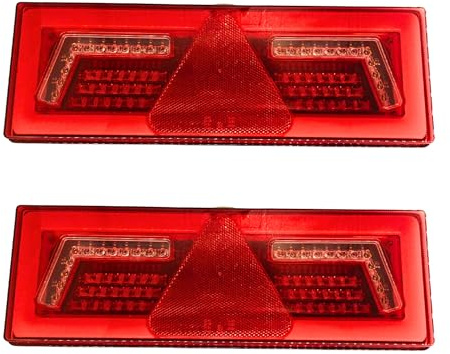 Web Truck 2 x LED Lampe links und rechts 12/24V Rückleuchte Blinker Lauflicht mit 6 Funktionen 375x135mm mit 300mm Kabel Anhänger LKW Hochwertig 96 LEDs