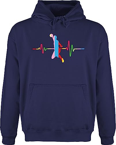 Shirtracer Hoodie Herren Pullover Männer - EM 2026 Trikot Ersatz - Bunter Herzschlag Handball Mann - 5XL - Navy Blau - Langer arm Handballer Pulli hanball Kapuzenpulli halbball Handball. Handball,